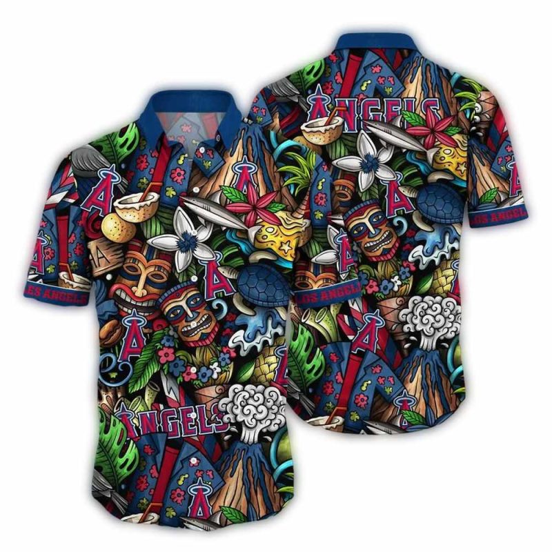 Los Angeles Angels Tiki Volcano Hawaiian Shirt 1