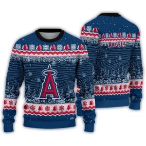Los Angeles Angels Tree Pattern Holiday Sweater For Fans