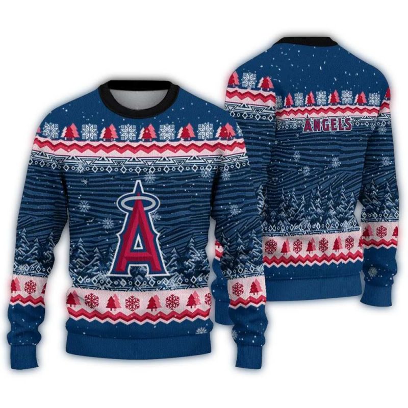 Los Angeles Angels Tree Pattern Ugly Sweater 1
