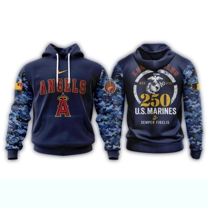 Los Angeles Angels USMC 250th Birthday AOP Hoodie 1