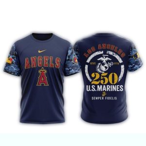 Los Angeles Angels Usmc 250Th Birthday All Over Print T Shirt