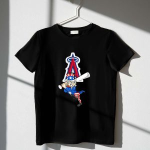 Los Angeles Angels 4Th Of July T-Shirt With Uncle Sam Baseball Bat Design