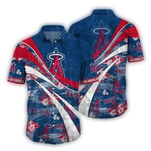Los Angeles Angels Floral Wave Hawaiian Shirt For Men