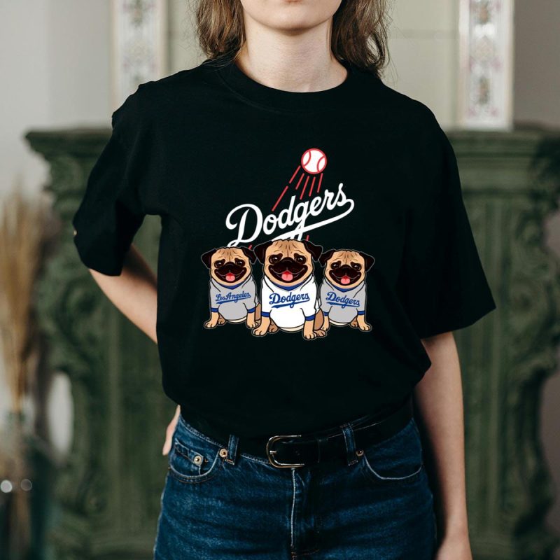 Los Angeles Dodgers Pug Dog T-Shirt - Adorable Pet Lover Tee - Image 2