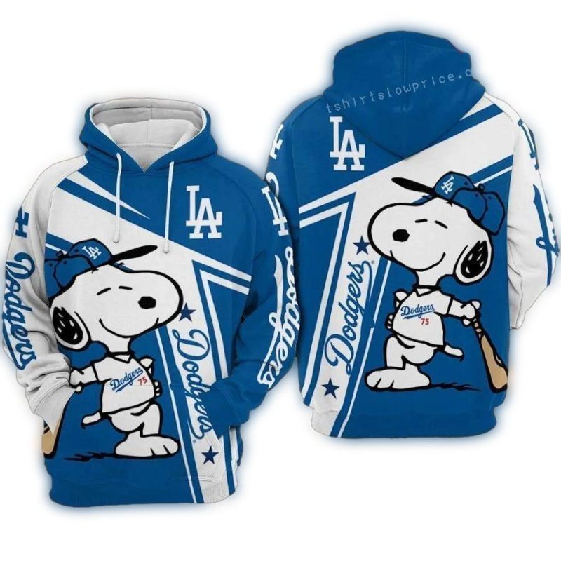 Snoopy Los Angeles Dodgers All-Over Print Hoodie for Baseball Fans