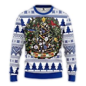 Los Angeles Dodgers Ugly Christmas Sweater with Baseball Wreath Design