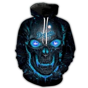 Los Angeles Dodgers Big Skull Logo All-Over Print Hoodie for Fans