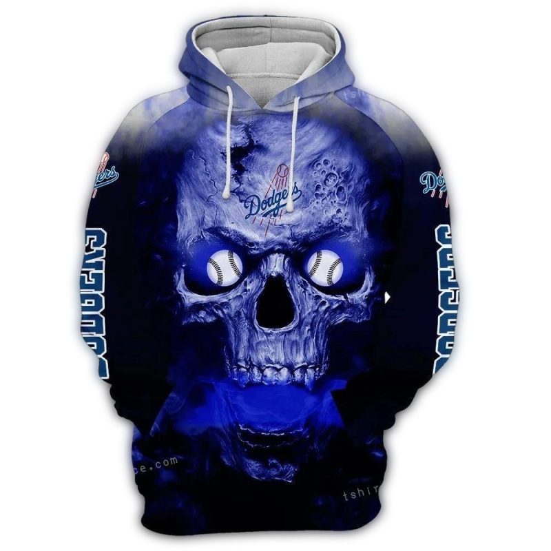 Los Angeles Dodgers Skull Ball Eyes All Over Print Hoodie for Fans - Image 2