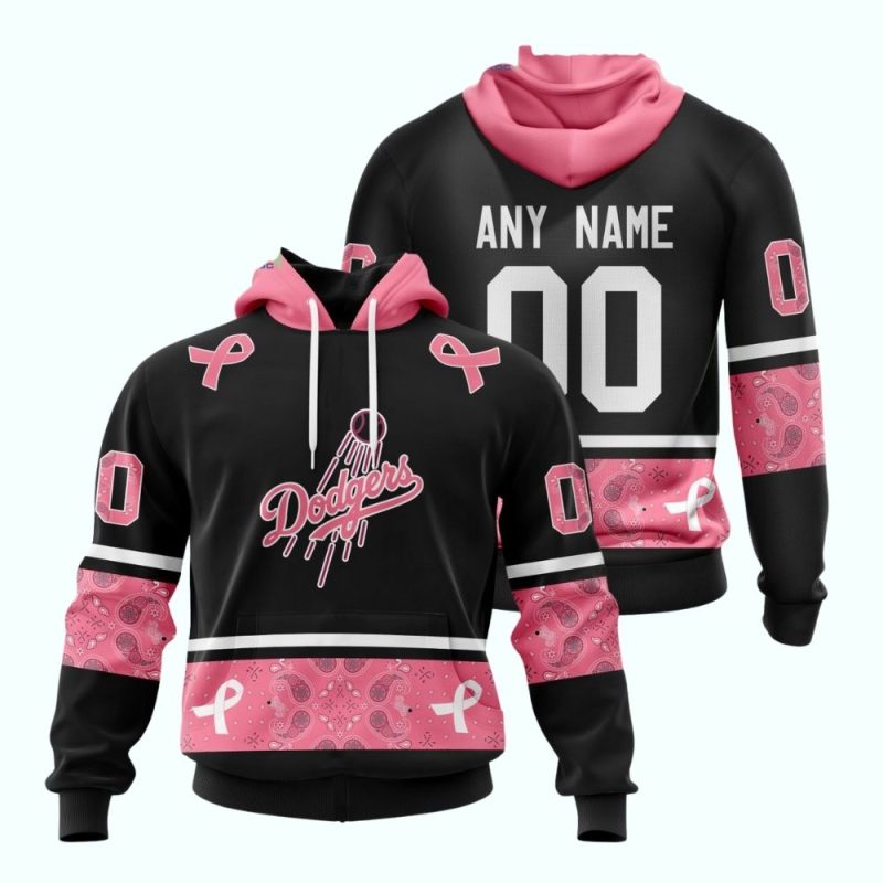 Custom Dodgers October All-Over Print Hoodie with Name & Number - Image 3