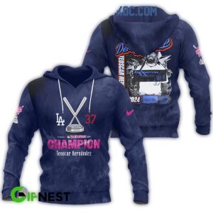 Los Angeles Dodgers 2024 Champions Teoscar Hernandez All-Over Print Hoodie