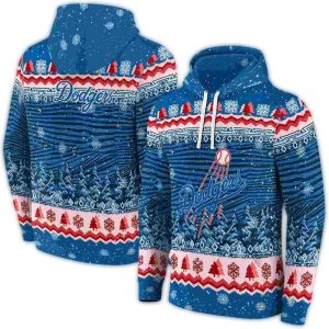 Los Angeles Dodgers Christmas Trees All Over Print Hoodie