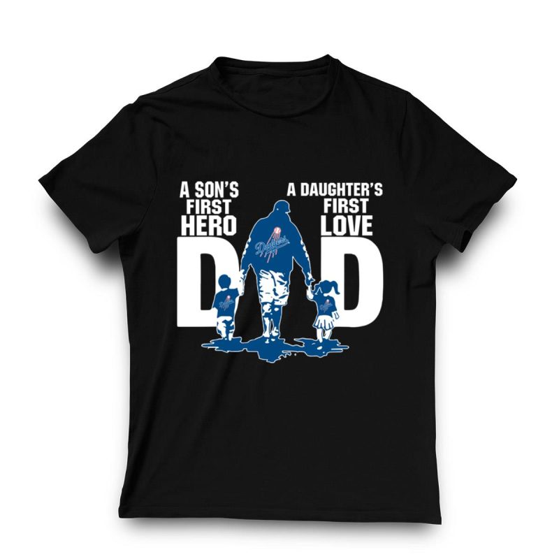 Los Angeles Dodgers Dad T-Shirt - First Hero for Sons & First Love for Daughters - Image 3