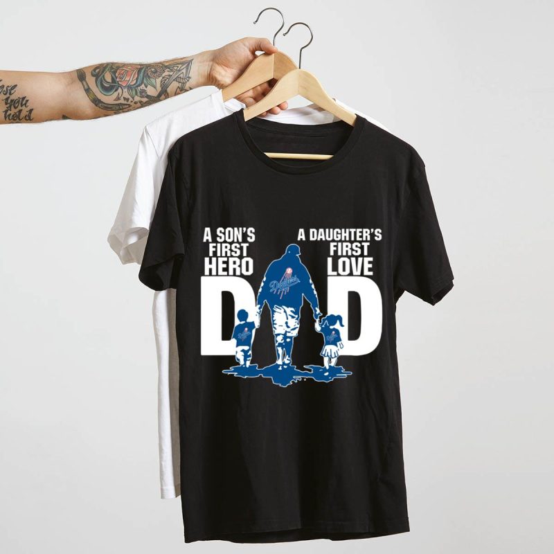 Los Angeles Dodgers Dad T-Shirt - First Hero for Sons & First Love for Daughters - Image 4