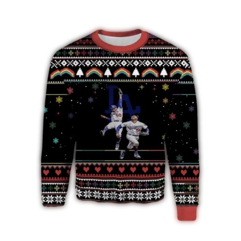 Los Angeles Dodgers Christmas Ugly Sweater with Player Pattern Design