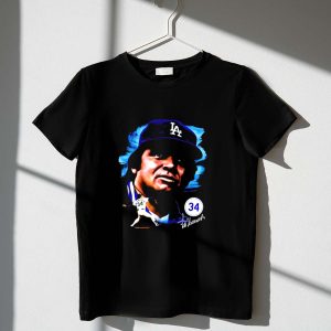 Fernando Valenzuela 34 La Dodgers T-Shirt - Signature Cap Design