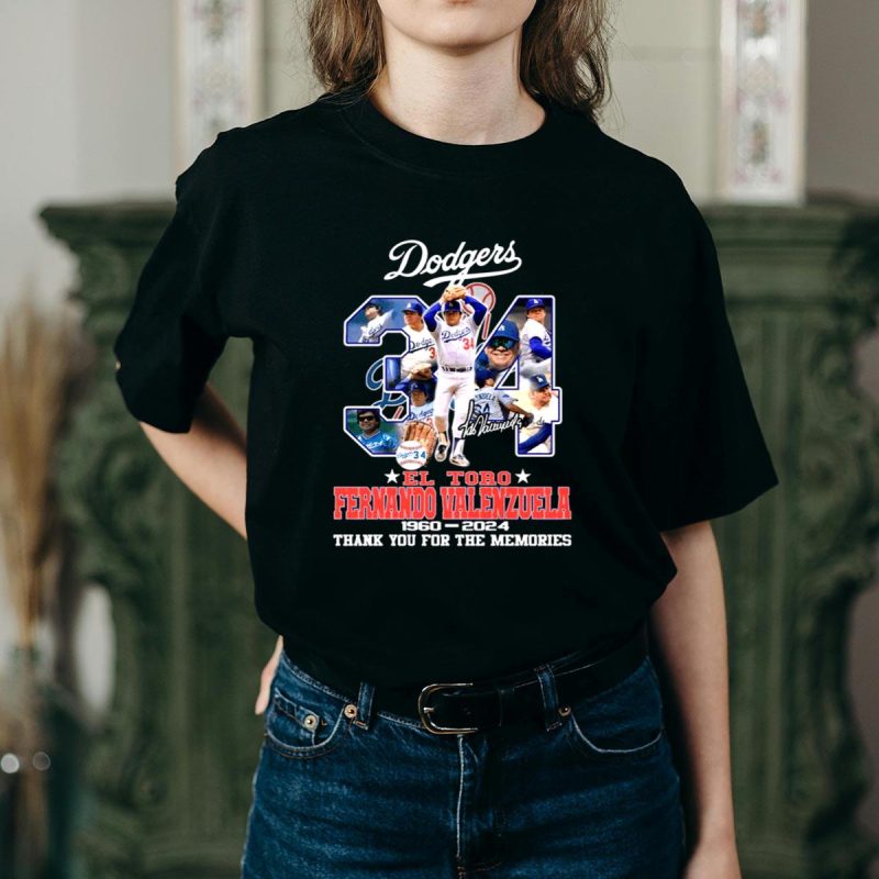 Fernando Valenzuela No 34 El Toro T-Shirt | Los Angeles Dodgers 2024 - Image 2