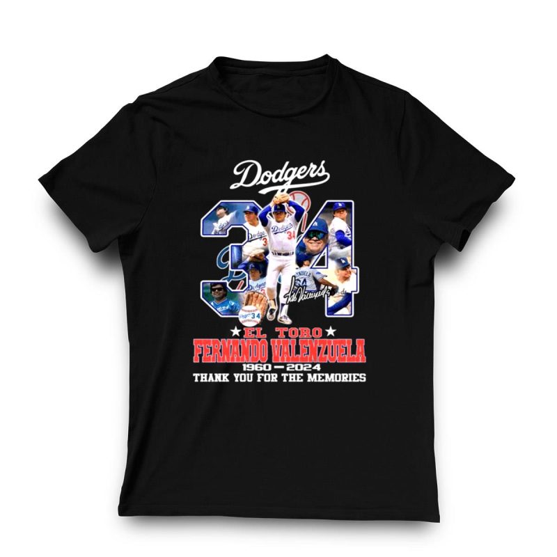 Fernando Valenzuela No 34 El Toro T-Shirt | Los Angeles Dodgers 2024 - Image 3
