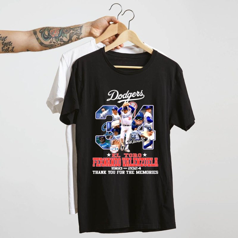 Fernando Valenzuela No 34 El Toro T-Shirt | Los Angeles Dodgers 2024 - Image 4