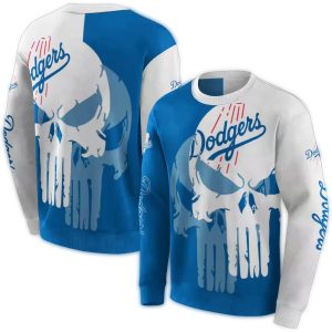 Los Angeles Dodgers Graphic Punisher Skull All Over Print Sweatshirt