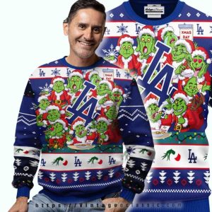 Los Angeles Dodgers Grinch Santa Christmas Ugly Sweater for Fans