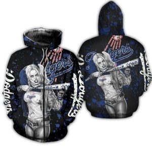 Harley Quinn All Over Print Los Angeles Dodgers Hoodie for Fans