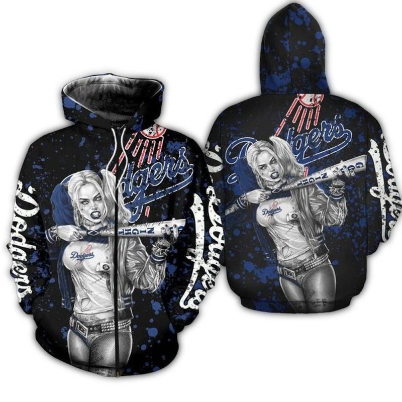 Harley Quinn All Over Print Los Angeles Dodgers Hoodie for Fans