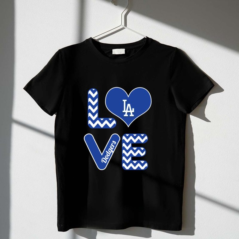 Los Angeles Dodgers Heart Love Pattern Fans Baseball T Shirt.jpeg t shirt 1 1