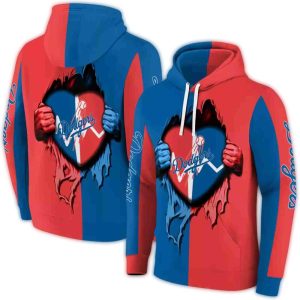 Los Angeles Dodgers Heartbeat Graphic All Over Print Hoodie