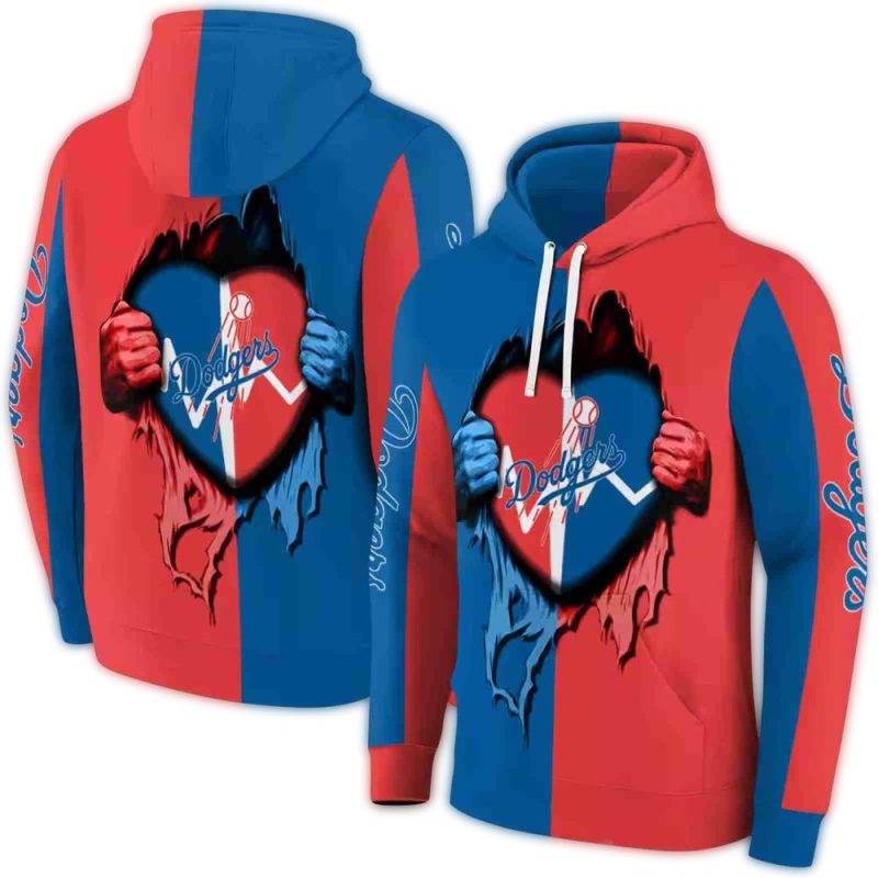 Los Angeles Dodgers Heartbeat Graphic AOP Hoodie 1