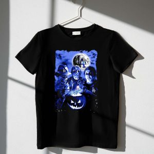 Los Angeles Dodgers Halloween Moon T-Shirt With Horror Icons Design