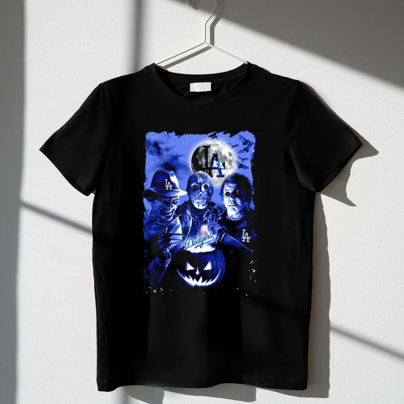 Los Angeles Dodgers Horror Icons Halloween Moon T Shirt.jpeg t shirt 1 1