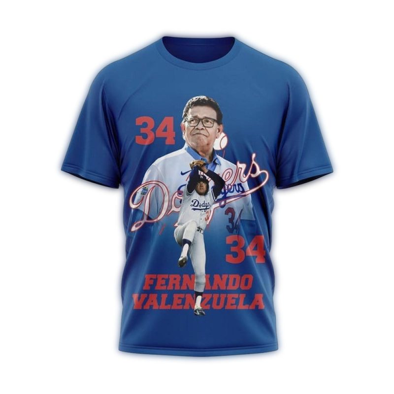 Fernando Valenzuela Dodgers Tribute All Over Print T-Shirt 1960-2024 - Image 2