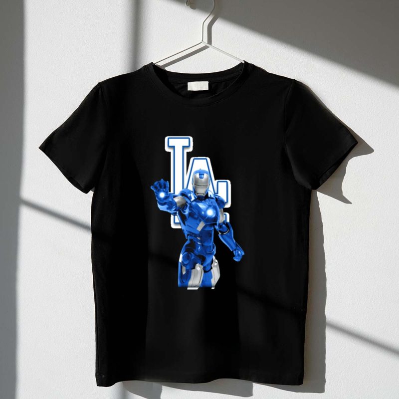 Los Angeles Dodgers Iron Man Hybrid with LA T Shirt.jpeg t shirt 1 1