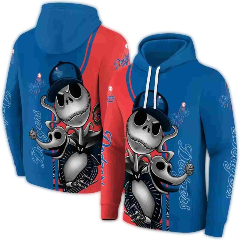 Los Angeles Dodgers Jack Skellington and Zero AOP Hoodie 1