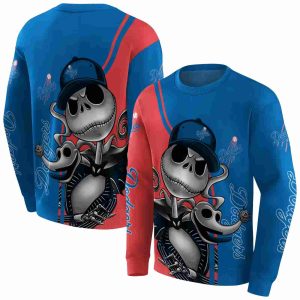 Los Angeles Dodgers Jack Skellington And Zero All Over Print Sweatshirt