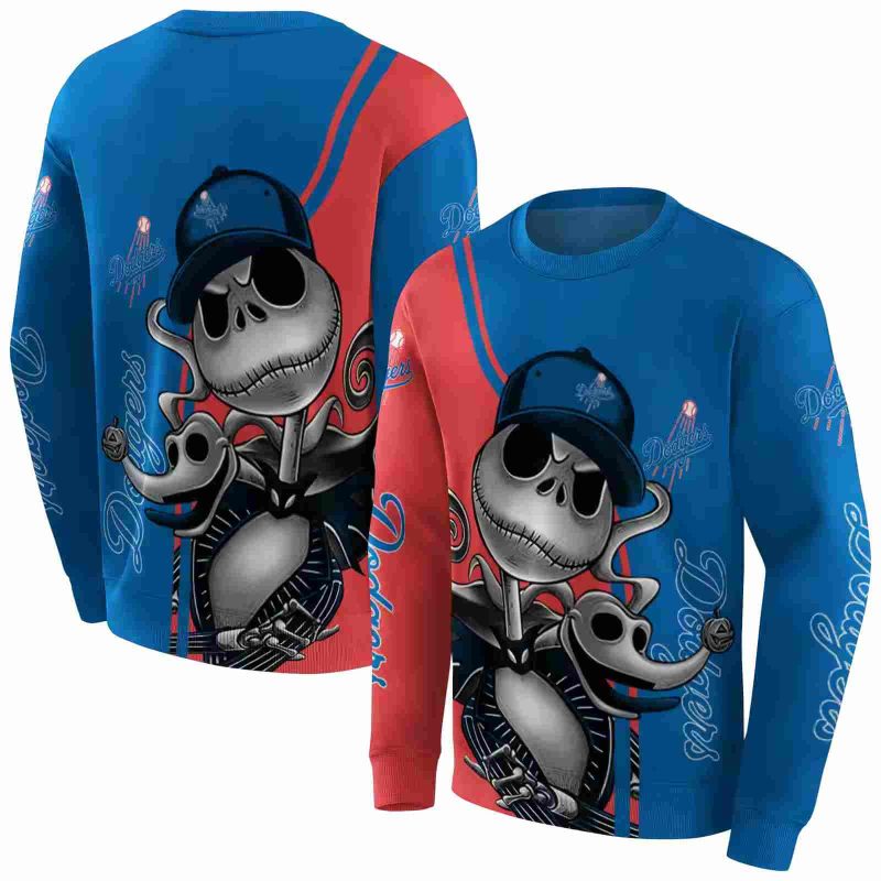 Los Angeles Dodgers Jack Skellington and Zero AOP Sweatshirt 1