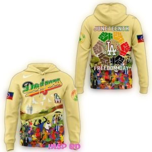 Los Angeles Dodgers Juneteenth Freedom Day All-Over Print Hoodie