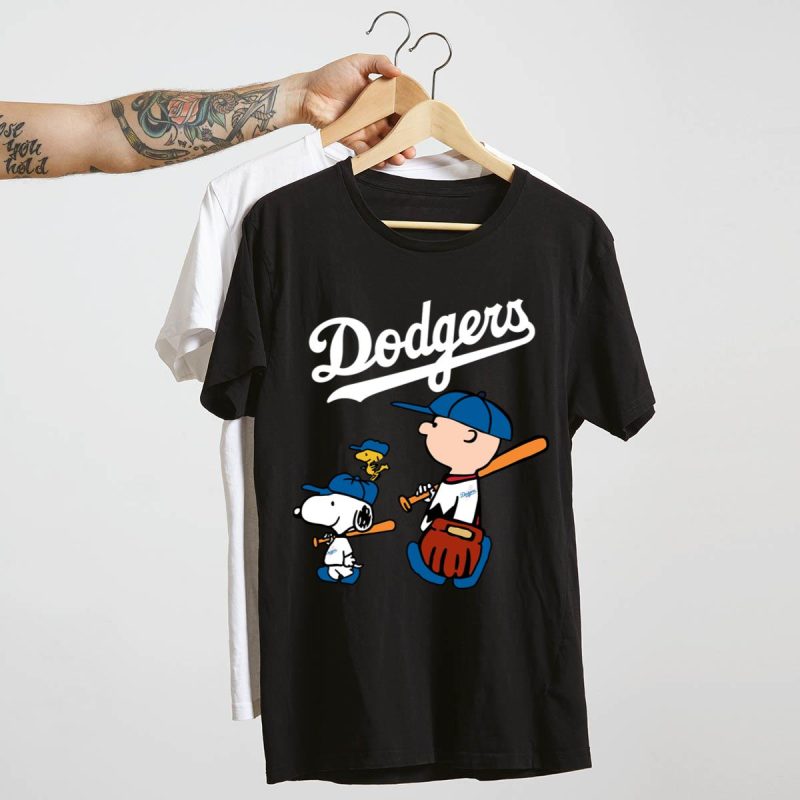 Los Angeles Dodgers Snoopy Let's Play Baseball T-Shirt for Fans - Image 4