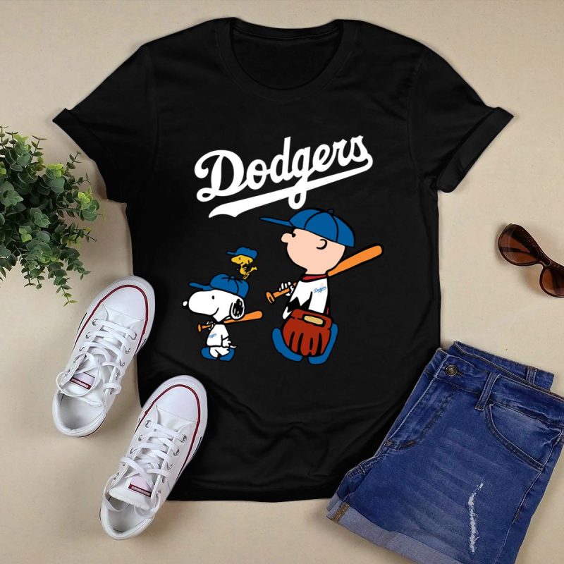 Los Angeles Dodgers Snoopy Let's Play Baseball T-Shirt for Fans - Image 5