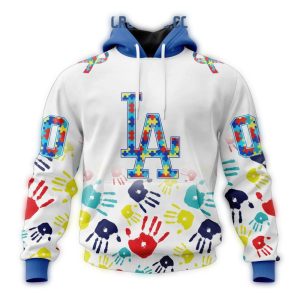 Personalized Dodgers Autism Awareness All-Over Print Hoodie with Name & Number