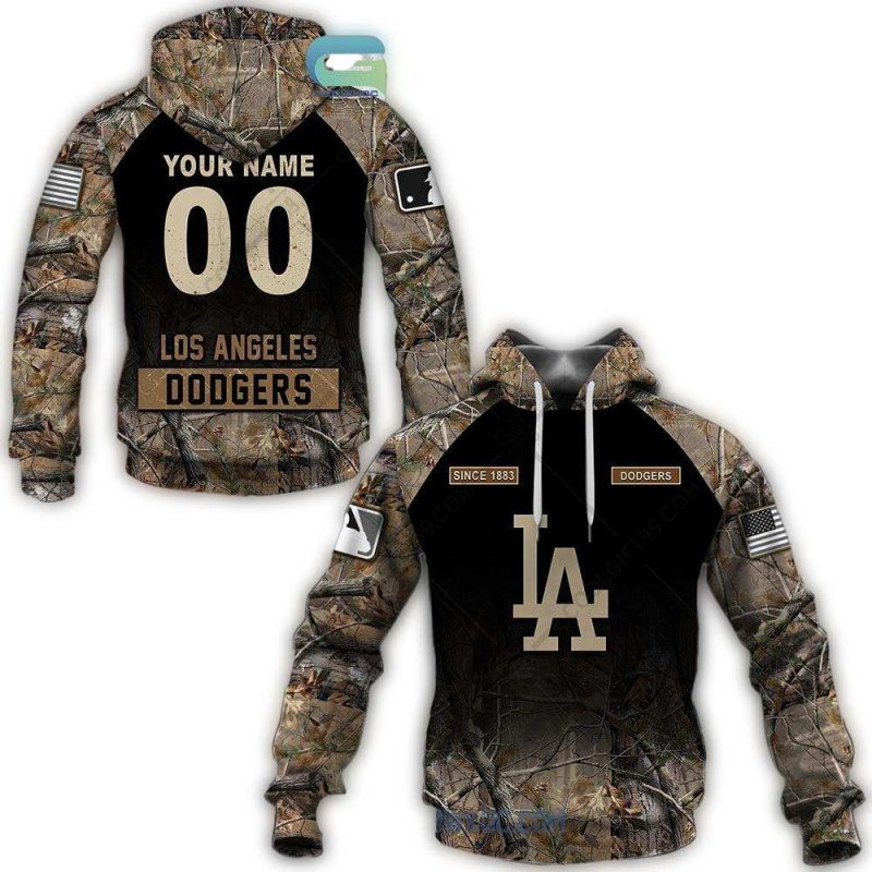 Personalized Los Angeles Dodgers Camouflage Hoodie with Name & Number Print
