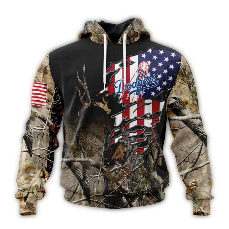 Custom Los Angeles Dodgers Camo All Over Print Hoodie with Name & Number
