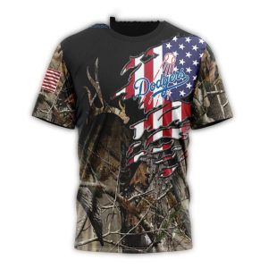 Custom LA Dodgers Camo Realtree Hunting All Over Print T-Shirt