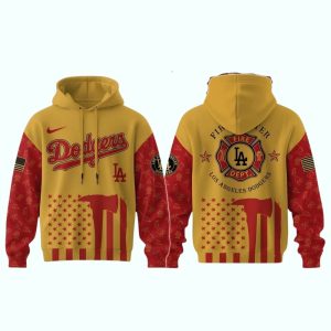 Los Angeles Dodgers Firefighter Night All-Over Print Hoodie for Fans