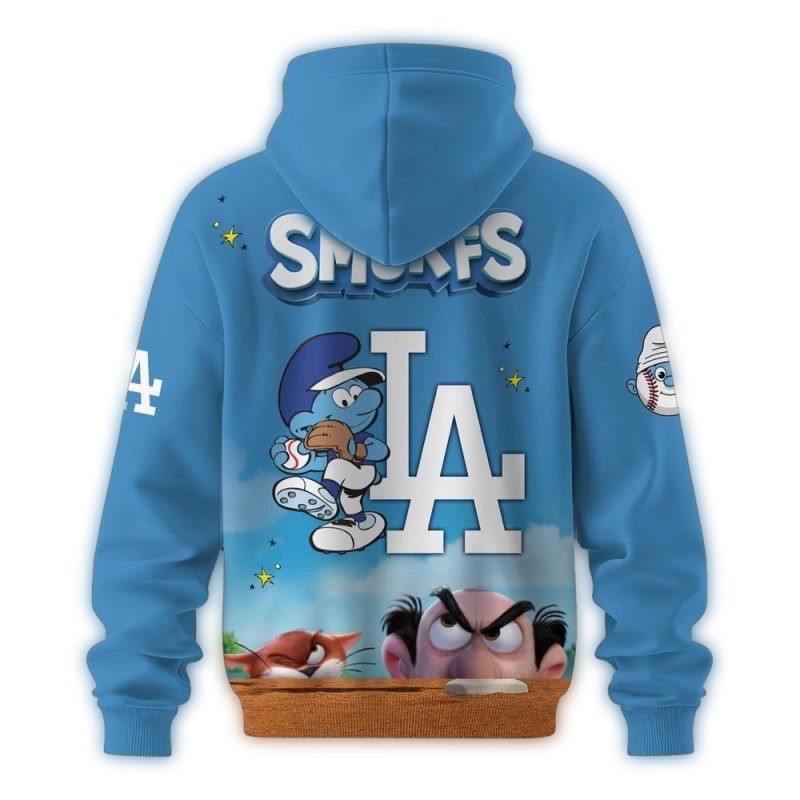 Los Angeles Dodgers Smurfs Night All-Over Print Hoodie for Fans - Image 2