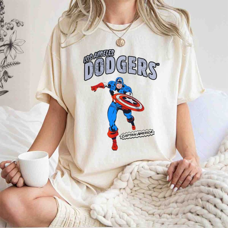 Los Angeles Dodgers Marvel Captain America T Shirt.jpeg t shirt 1 1