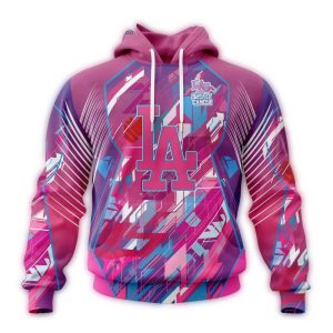 Personalized Los Angeles Dodgers Breast Cancer Awareness Hoodie with Name & Number