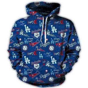 Los Angeles Dodgers All Over Print Multi-Logo Hoodie for Fans