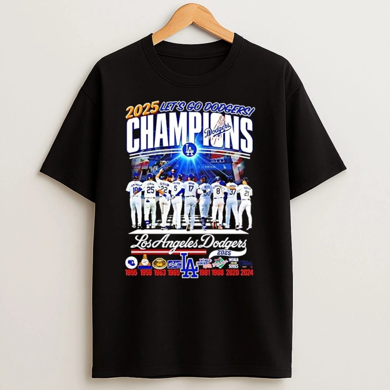 Los Angeles Dodgers National League Champions 2025 Lets Go Dodgers T Shirts 2