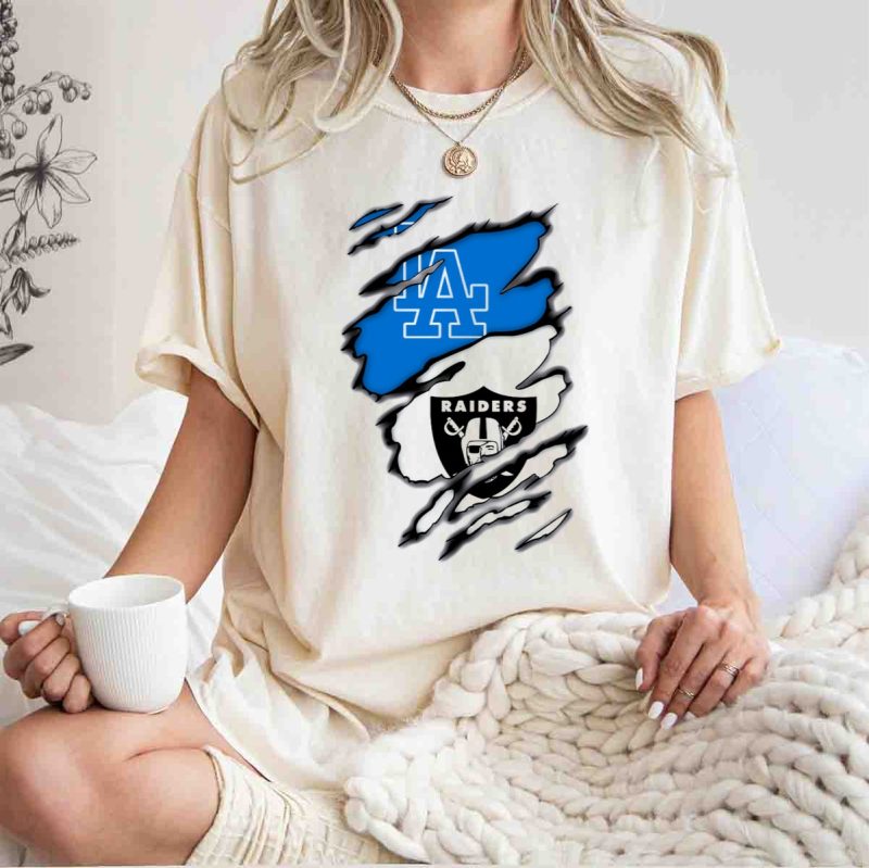 Los Angeles Dodgers Raiders Logo Mashup T Shirt.jpeg t shirt 1 1